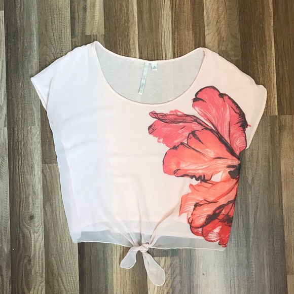 Lauren Conrad Peach toe front shirt size Medium - Picture 2 of 4
